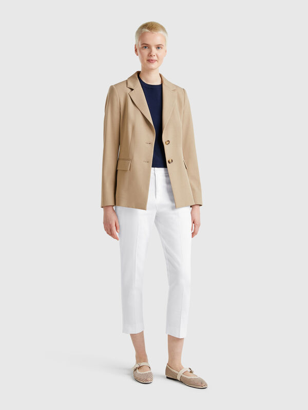 Chinos cropped em algodão stretch Mulher