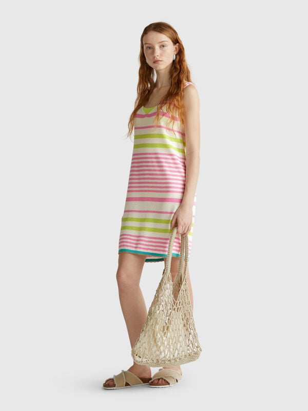 Vestido de malha listrado Mulher
