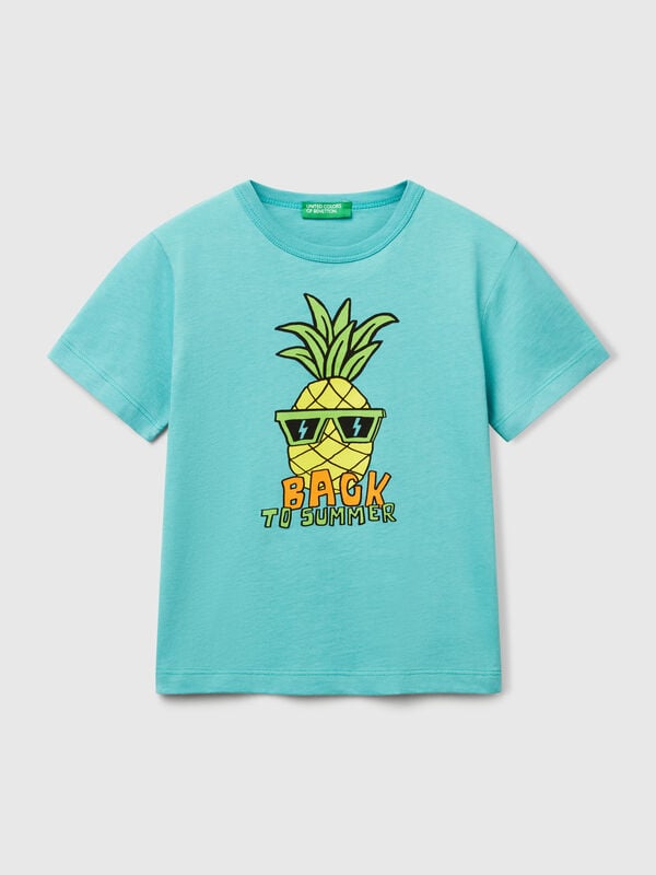 T-shirt em algodão orgânico com estampa Menino