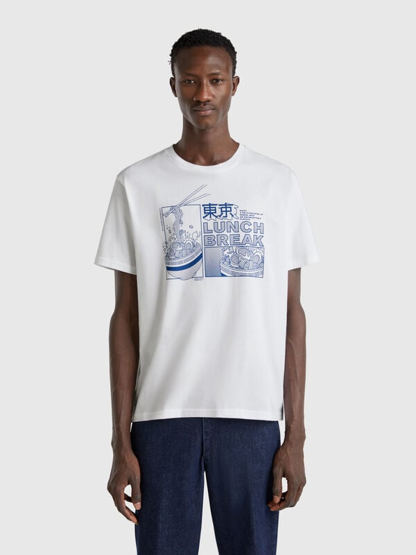 Camiseta com estampa de algodão orgânico Homem
