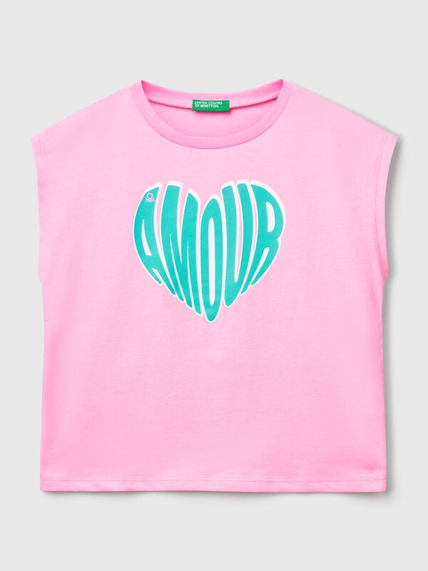 T-shirt com estampa fluorescente Menina