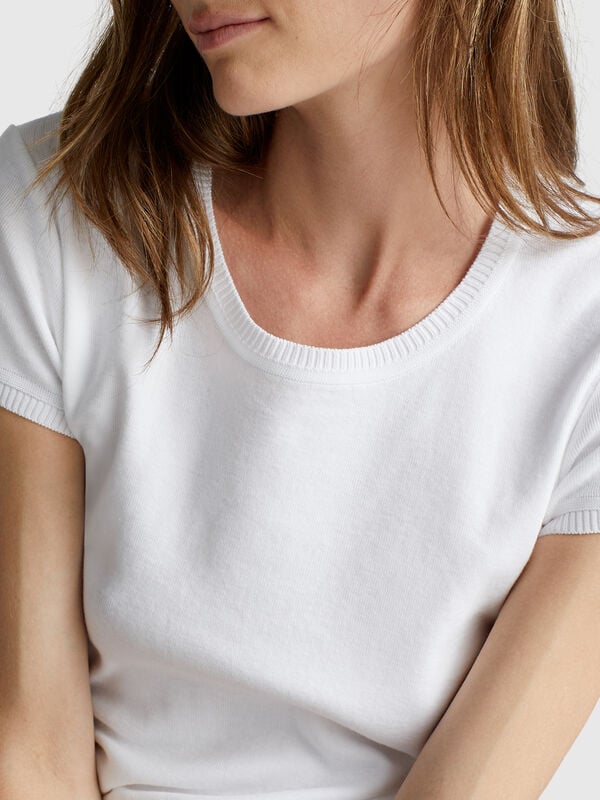 Camisola de manga curta em algodão puro Mulher