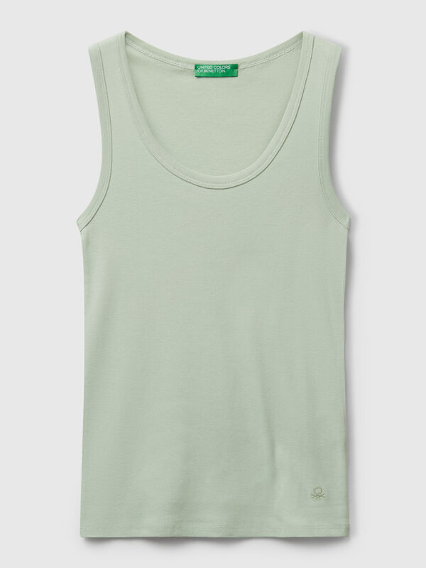 Top verde claro em algodão puro Mulher