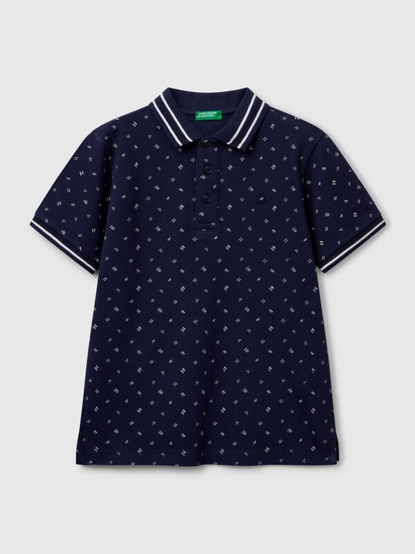 Polo micro estampado em puro algodão Menino