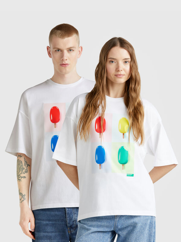 Camisola com estampa de gelado 100% algodão
