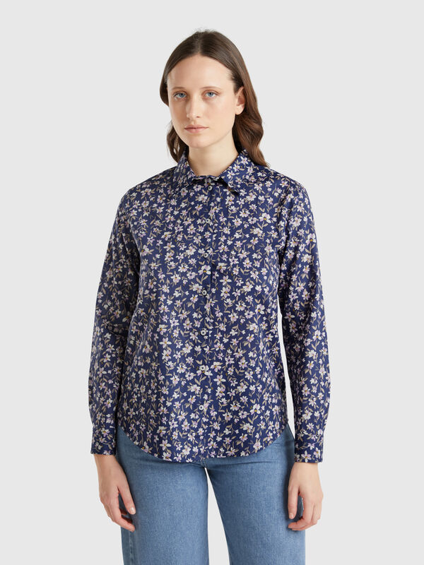 Camisa blu às flores Mulher