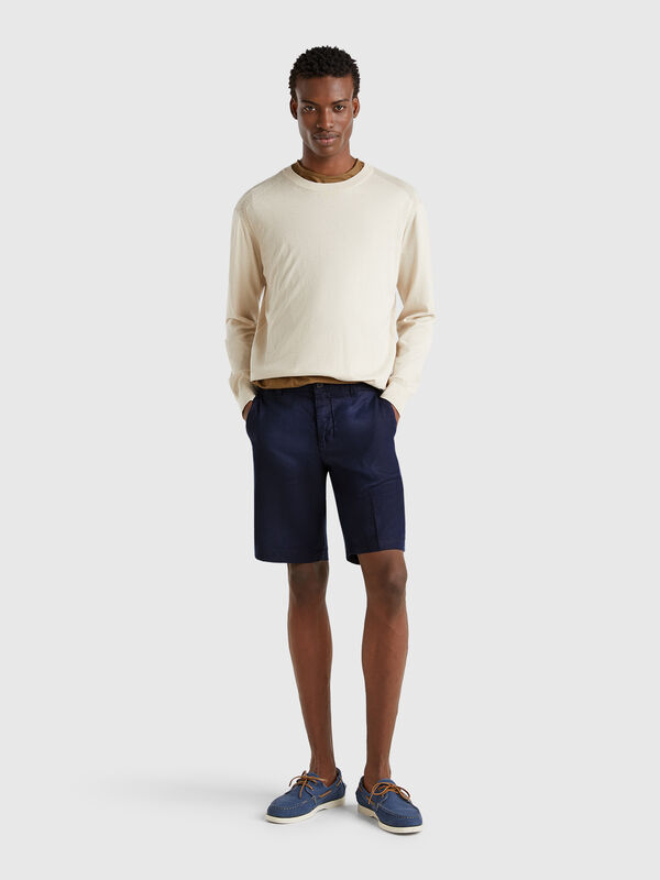 Bermudas em linho puro Homem