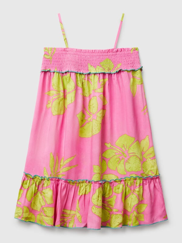 Vestido fluido com estampa de flores Menina