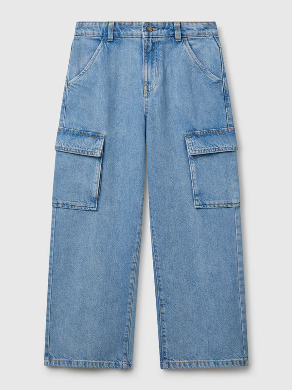 Jeans cargo 100% algodão Menino