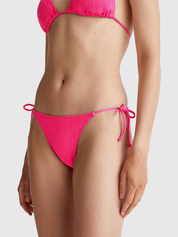 Slip de biquíni animalier com lurex Mulher