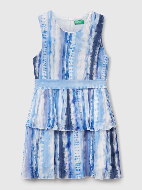 Vestido plissado padrão Menina