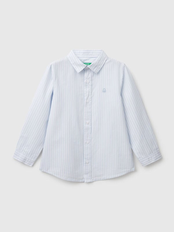 Camisa às riscas em algodão puro Menino