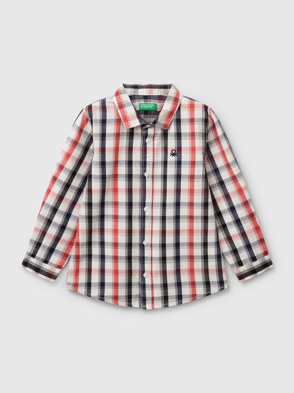 Camisa aos quadrados em algodão puro Menino