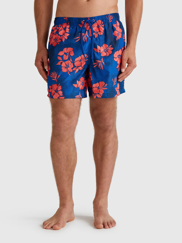 Shorts de natação em nylon estampado Homem