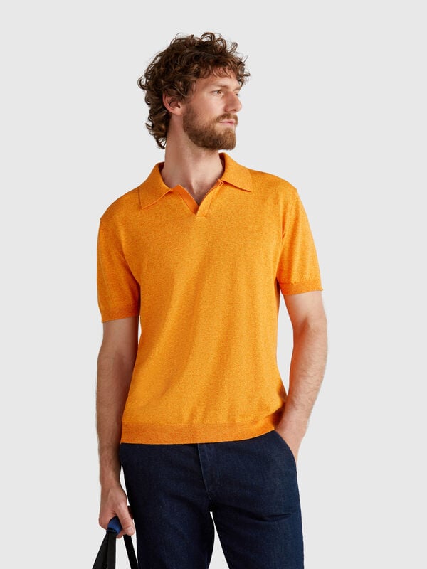 Polo de manga curta em algodão misto Homem