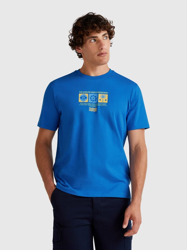 T-shirt bluette com estampa Homem