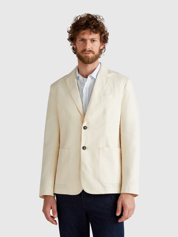 Blazer slim fit em mistura de viscose elástica. Homem