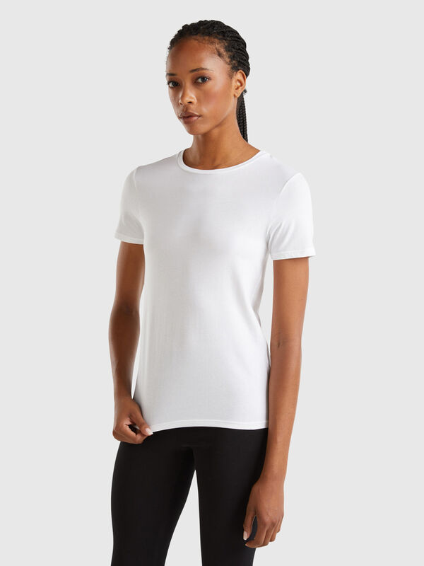 T-shirt de manga curta em algodão orgânico super stretch Mulher
