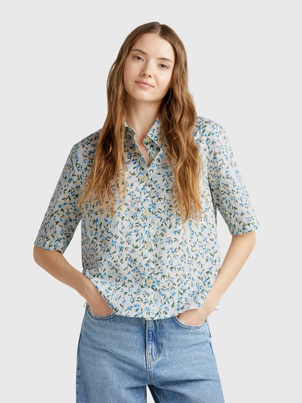 Camisa padrão em algodão leve Mulher