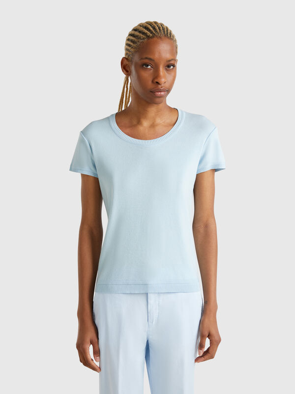 Camisola de manga curta em 100% algodão Mulher