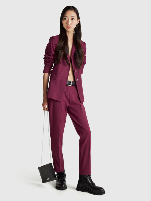 Calças em viscose mista stretch Mulher