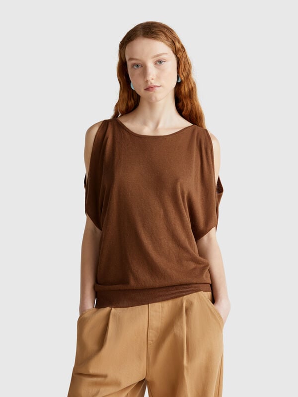 Camisola reversível em mistura de linho Mulher