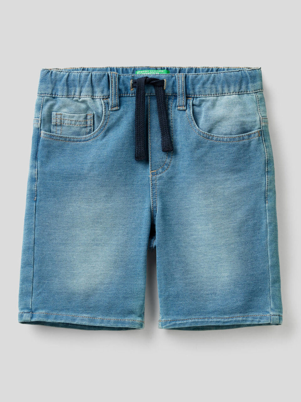 Bermudas em felpo efeito denim image number null