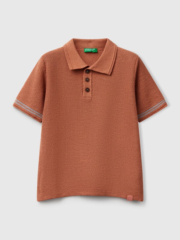 Polo de manga curta em mistura de linho Menino