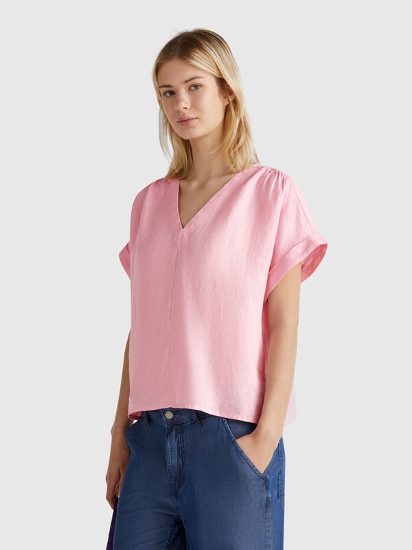 Blusa de linho puro Mulher