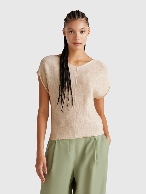 Camisola em algodão e linho Mulher