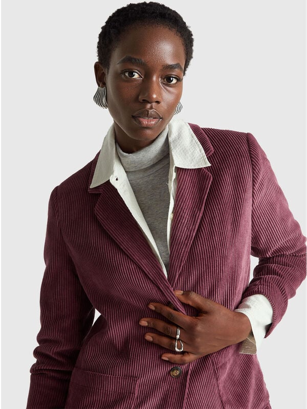 Blazer de veludo canelado Mulher