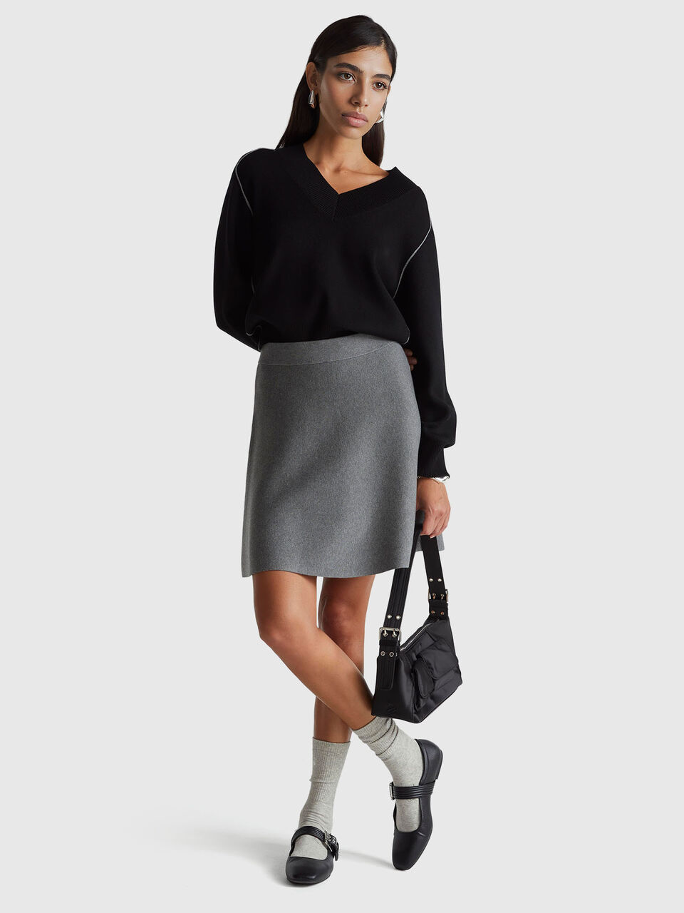 V NECK SWEATER L/S Mulher image number null