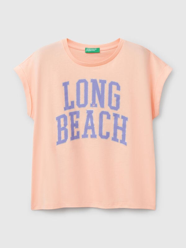 T-shirt boxy fit com estampa e glitter Menina