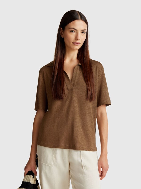Polo em linho puro Mulher