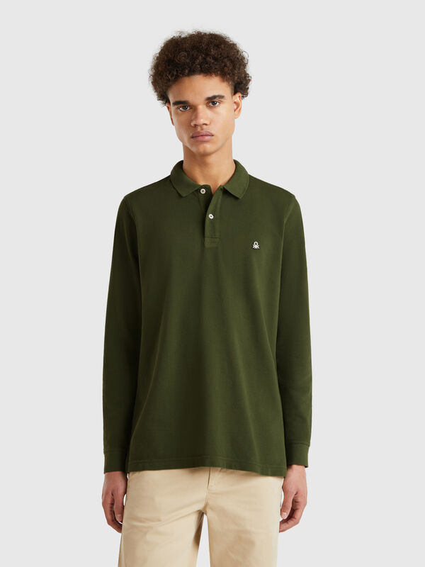 Polo de manga comprida em algodão  Homem