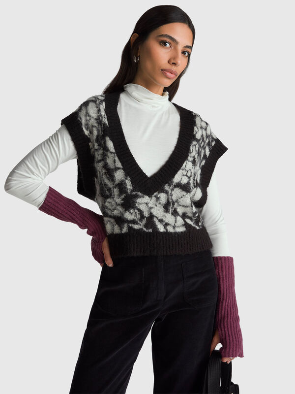 Colete com padrão floral Mulher