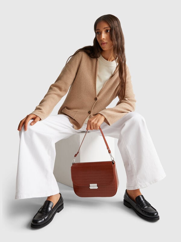 Casaco de malha em mistura de lã e caxemira Mulher