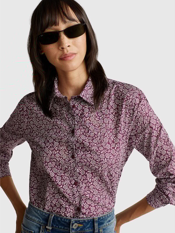 Camisa padrão em algodão leve Mulher