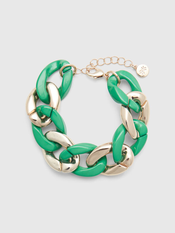 Pulseira de corrente dourada e verde Mulher