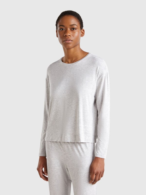 T-shirt de manga comprida em Modal® stretch Mulher