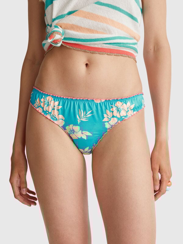Cuecas de banho com estampa floral Mulher