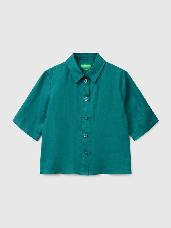 Camisa curta em puro linho Camisa curta em puro linho Mulher