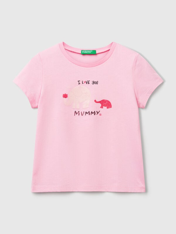 T-shirt regular fit com glitter Menina
