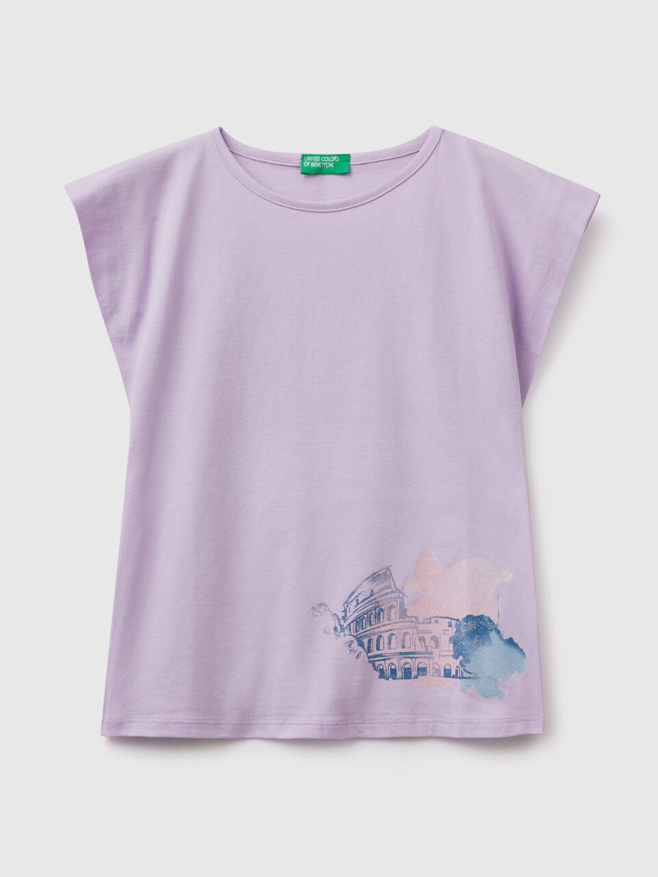 T-shirt com estampa aquarela