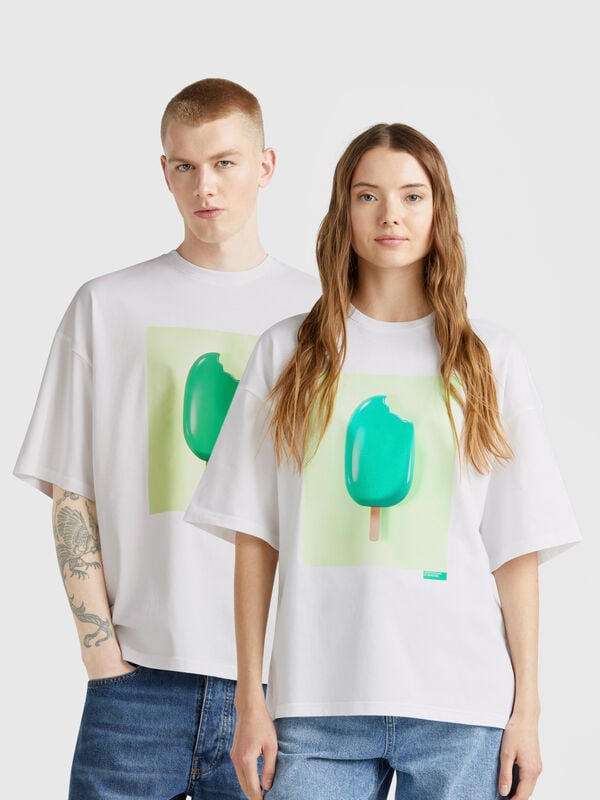 Camisola com estampa de gelado 100% algodão