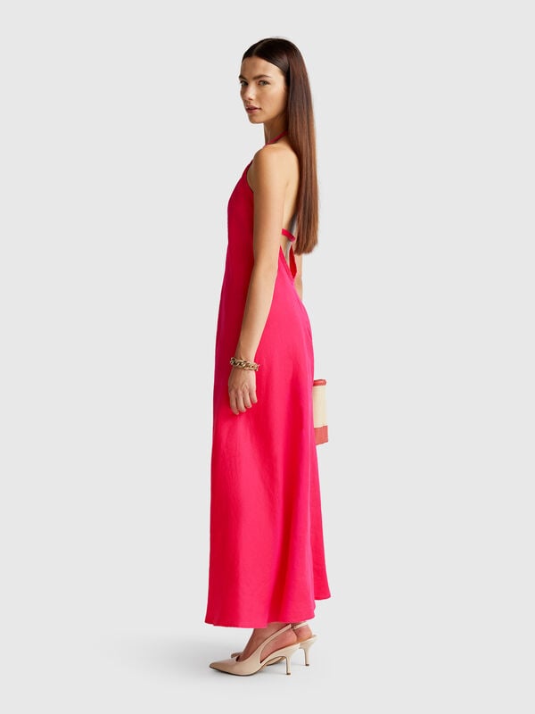 Vestido longo em linho puro Mulher