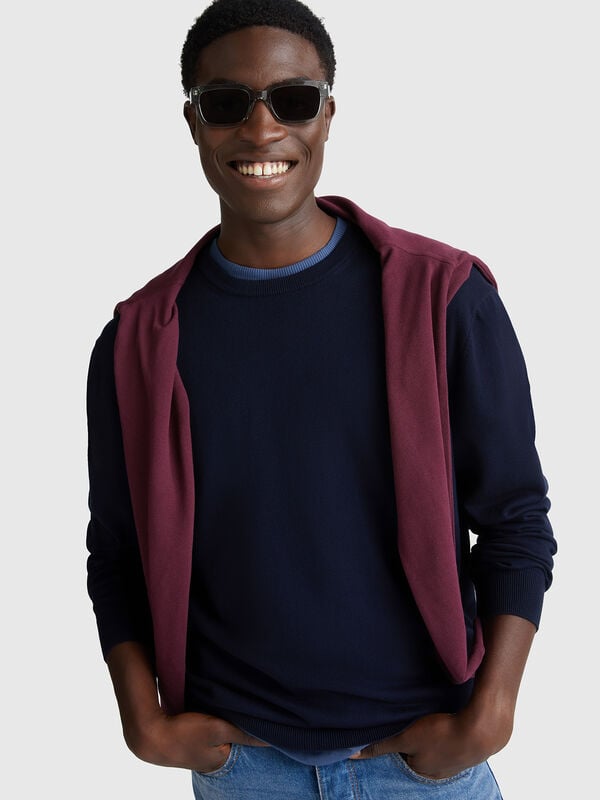 Camisola de gola redonda 100% algodão Homem