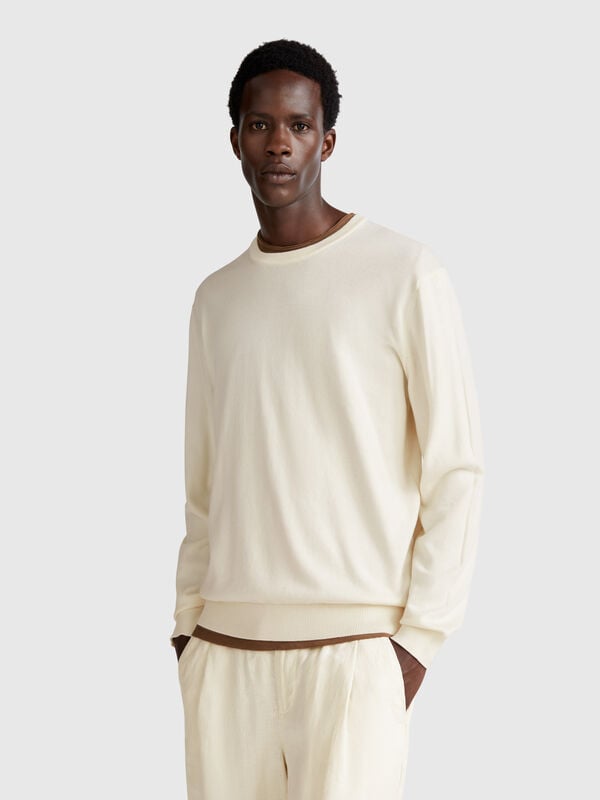 Camisola de gola redonda 100% algodão Homem