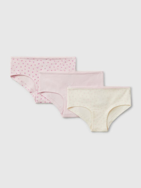 Três slips em algodão stretch Menina