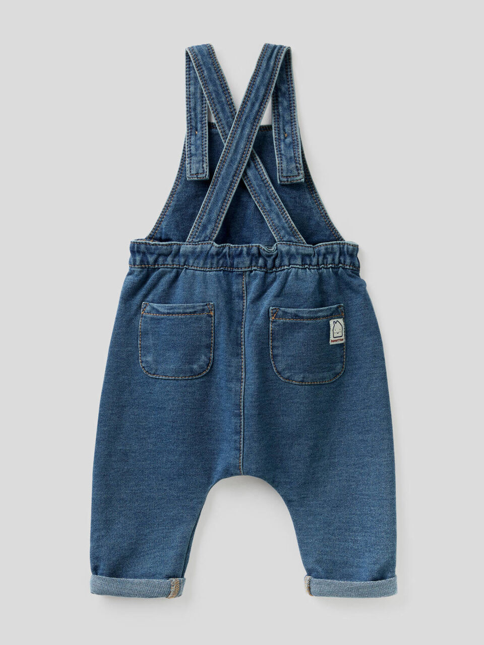 Jardineira em felpo stretch efeito denim image number 2